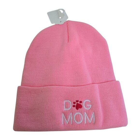 Dog Dad/ Dog Mom NWT Black Pink Acrylic Beanies One Size
